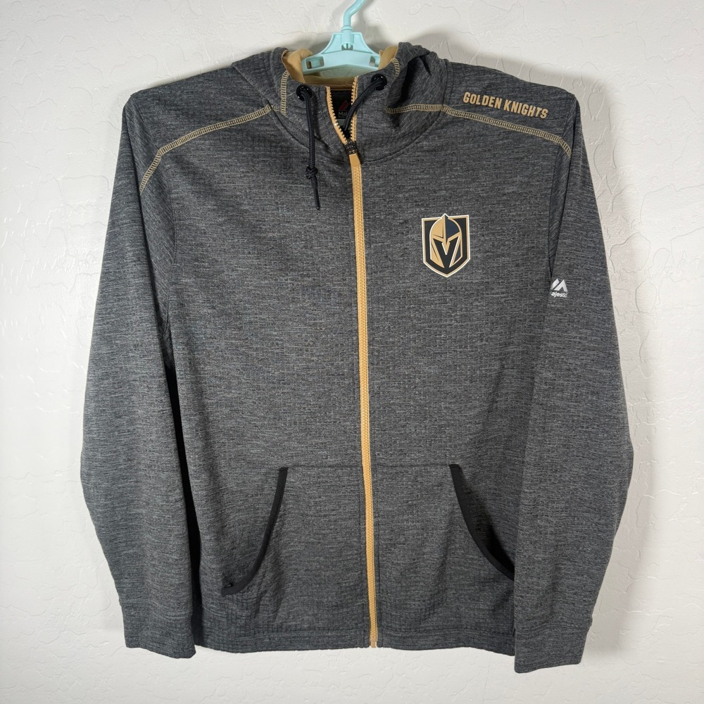 Vegas Golden Knights Hoodie Mens Large Majestic Gray Therma Base Full Zip NHL